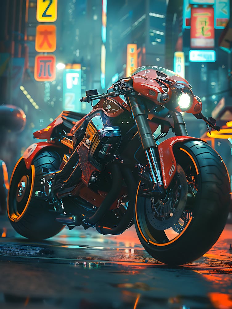 Motorcycle In A City