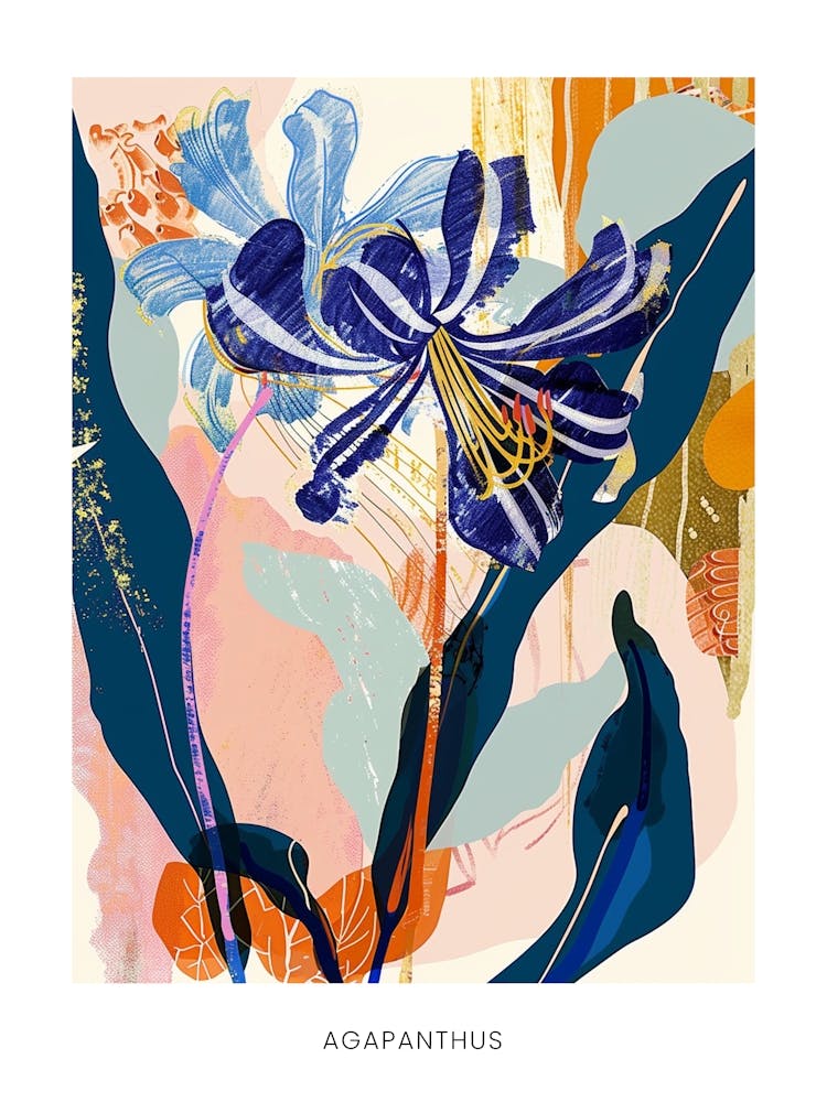 Colourful Flower Illustration Poster Agapanthus 1