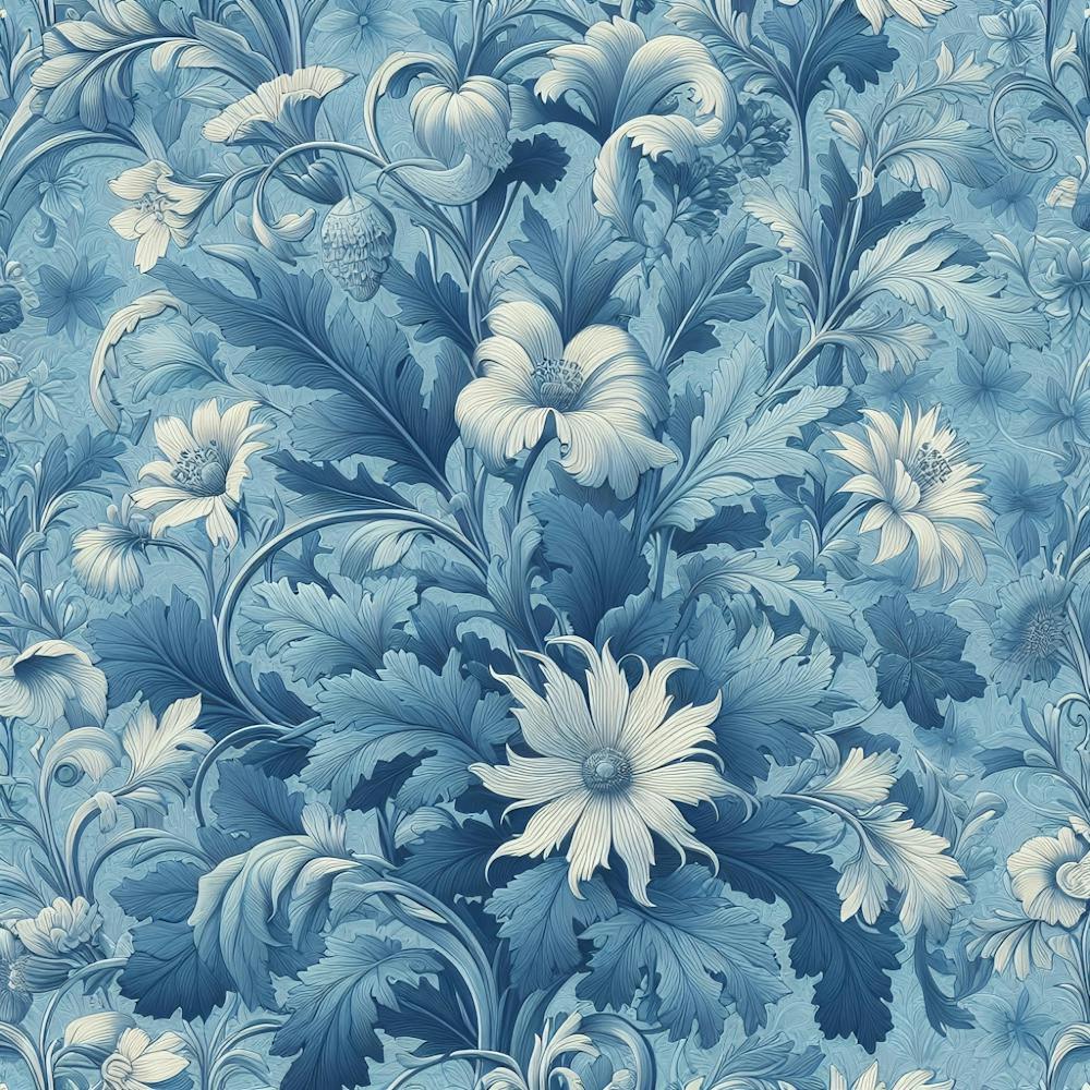 Blau-weißes Blumenmuster 2