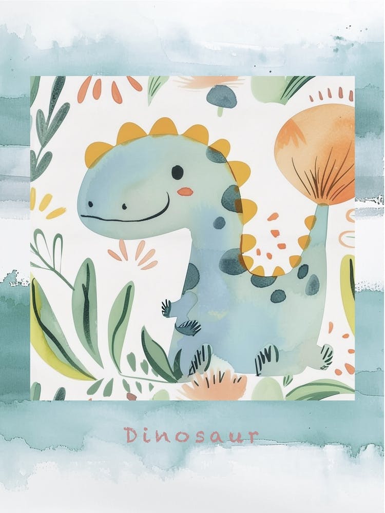Cute Spiky Pattern Dinosaur 2 Poster