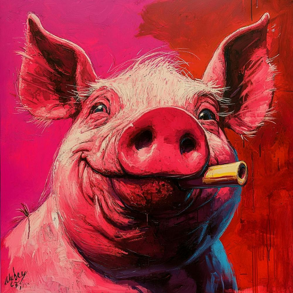 Pig Smoking A Cigarette