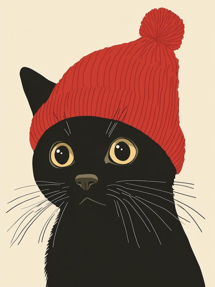 Black Cat In Red Hat 1