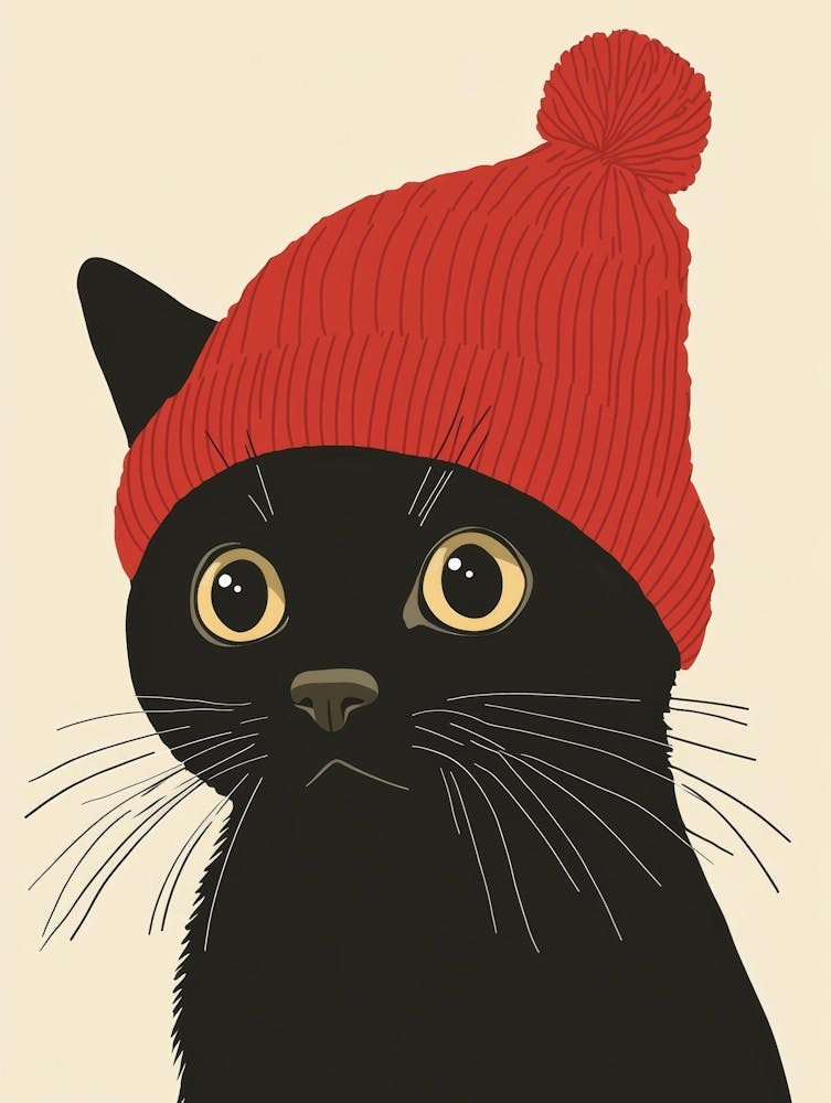 Black Cat In Red Hat 1