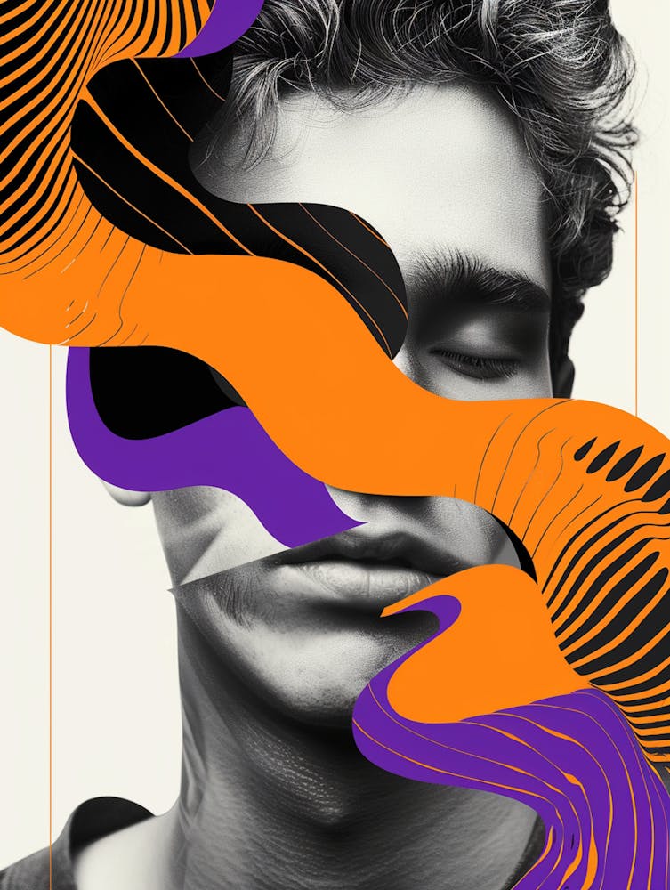 Faceless Male Orange and Purple 001