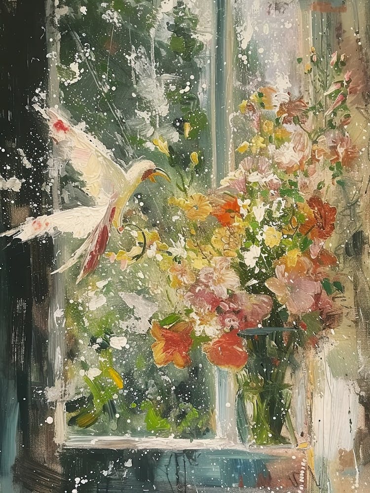 Bird Of Paradise Flowers On A Cottage Window 2