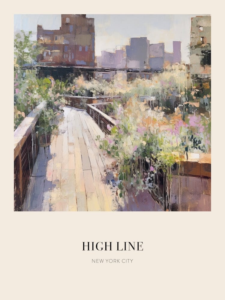 High Line Park New York City 4 Vintage Cezanne Inspired Poster
