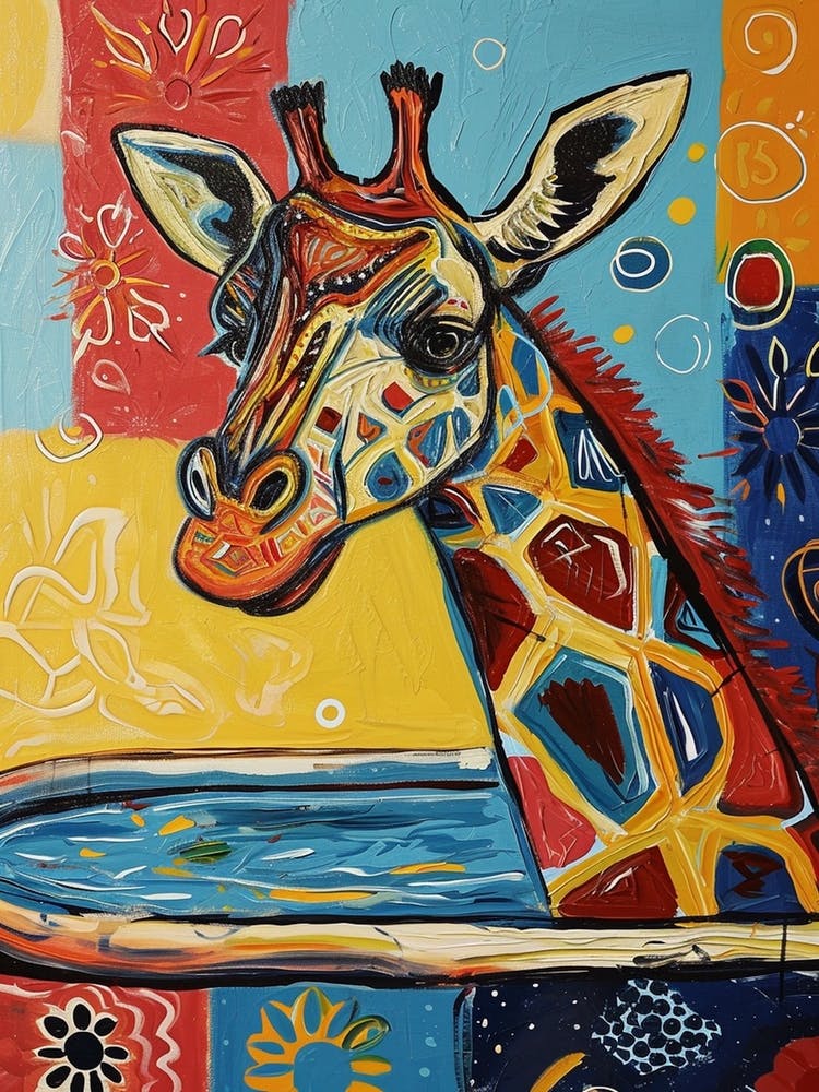 Giraffe In The Bath Warm Tones 4