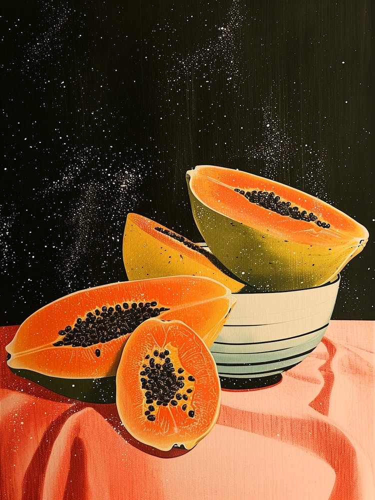 Art Deco Papaya Still Life 2