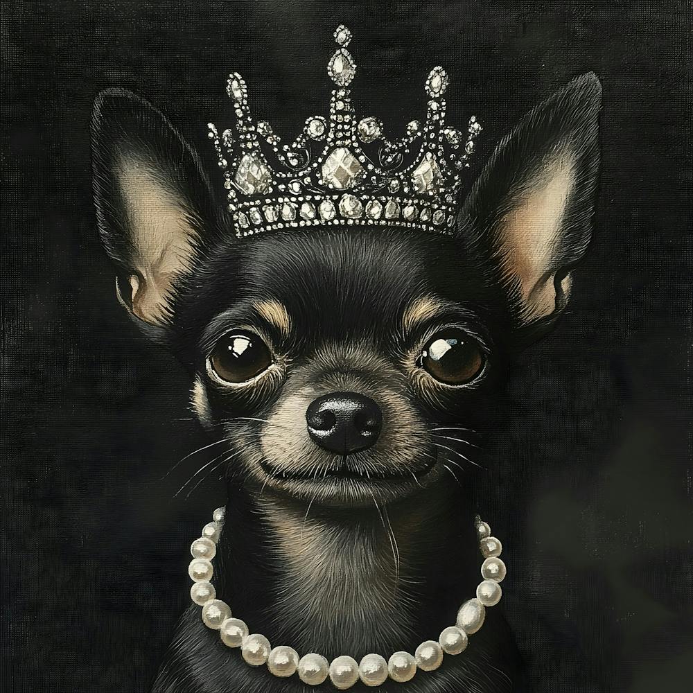 Chihuahua mit Krone und Perlen 10