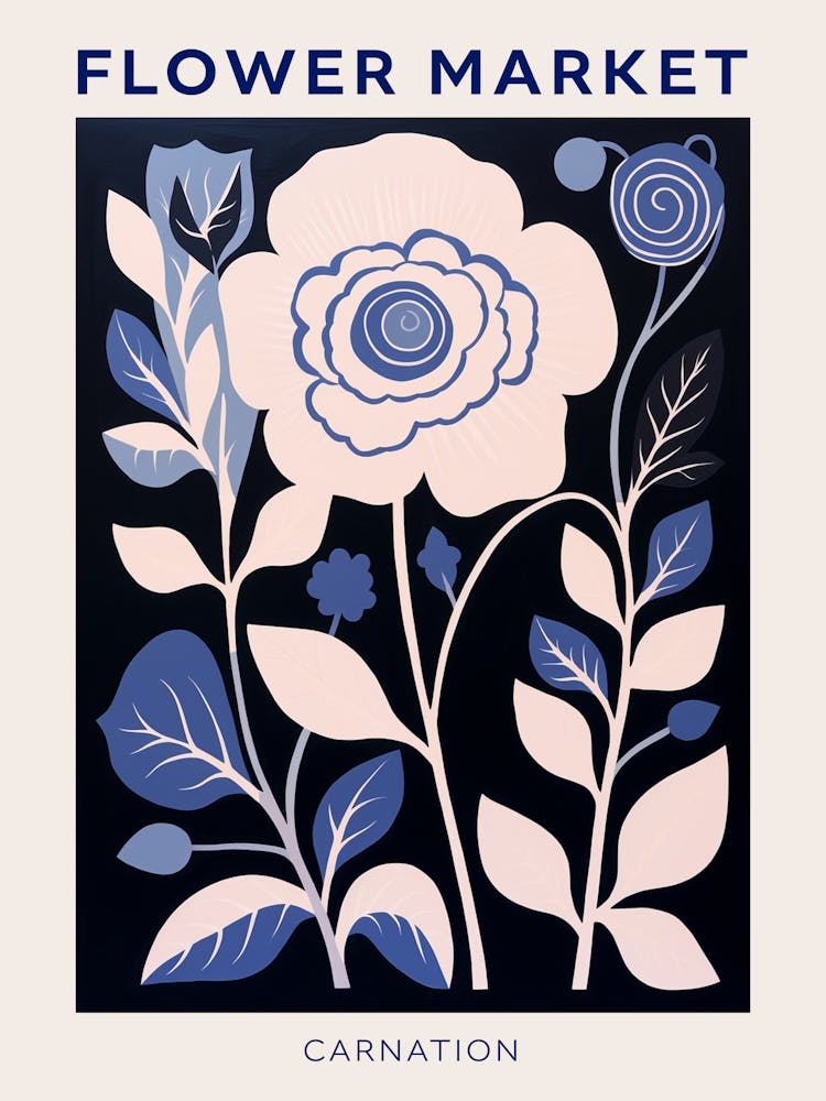 Blue Flower Market Poster Carnation 5