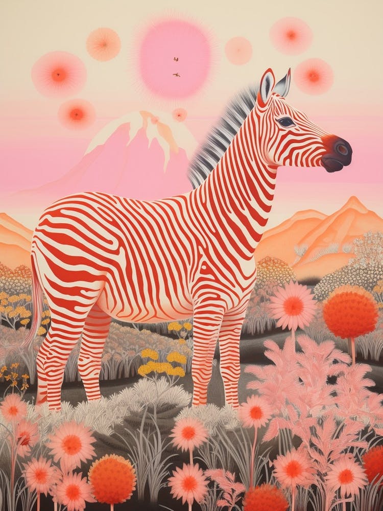 Zebra In The Wild Pink 1