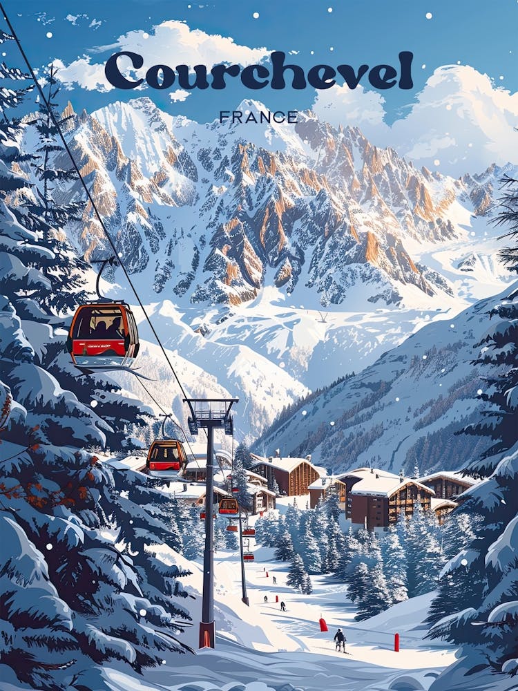 Courchevel France Winter Digital Travel Art