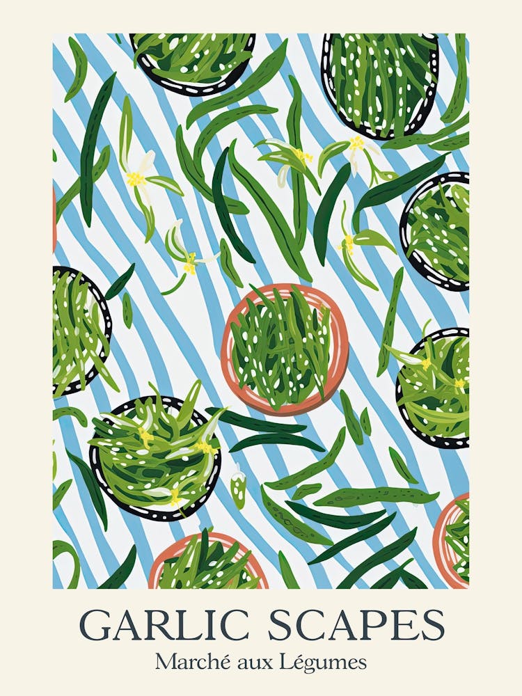 Marche Aux Legumes Garlic Scapes Summer Illustration 8