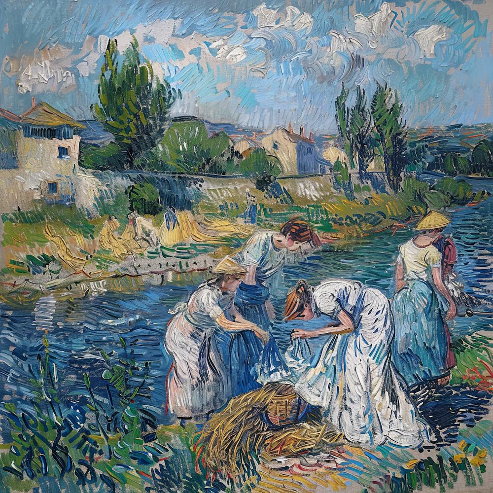Van Gogh Style: Laundry Day on the Rhone Series