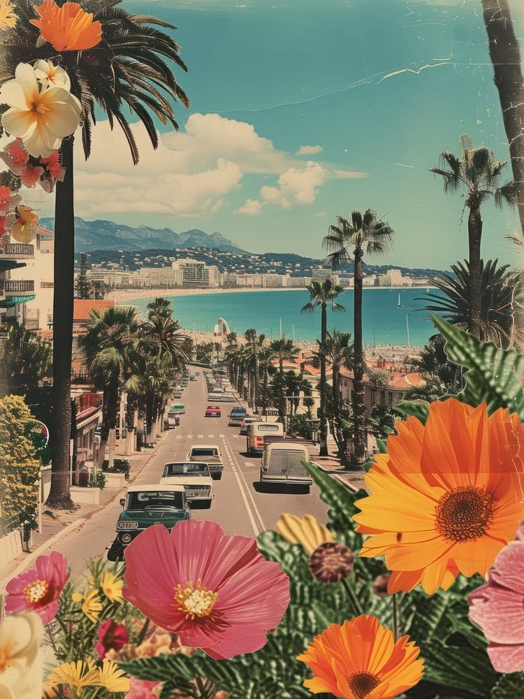 Cannes   Floral Retro Collage Style 1