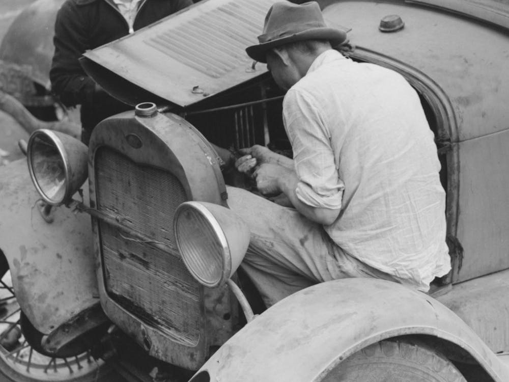 Untitled Photo, Possibly Related To Repairing An Automobile Motor, Market Square, Waco, Texas By Russell Lee