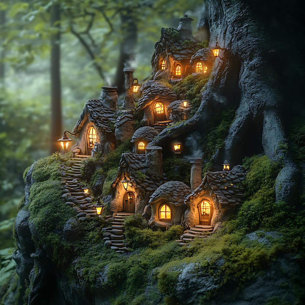 Fantasy Fairy Village Twilight Scene 9