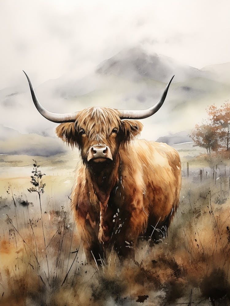 Highland Cow Under The Cloudy Sky 3