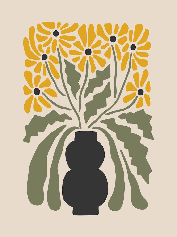 Minimalist Flower Arrangement in Green and Yellow 1