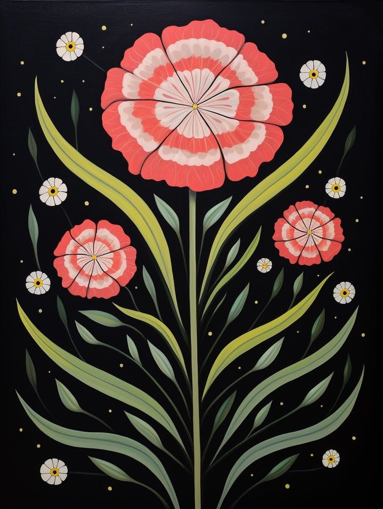 Carnation Dianthus 3 Hilma Af Klint Inspired Flower Illustration
