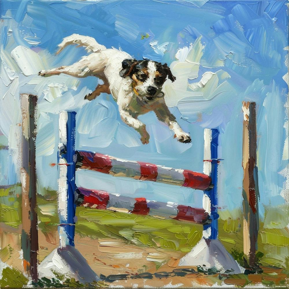 Dog Jumping Over An Obstacle