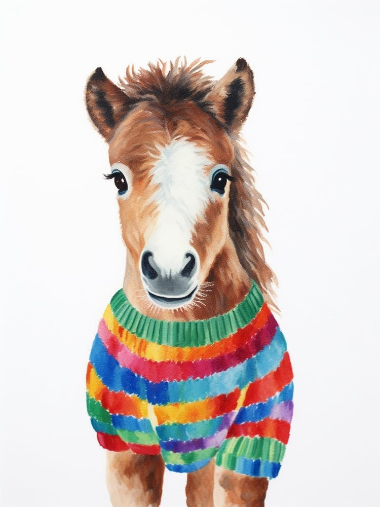 Baby Animal Wearing Sweater Horse 1