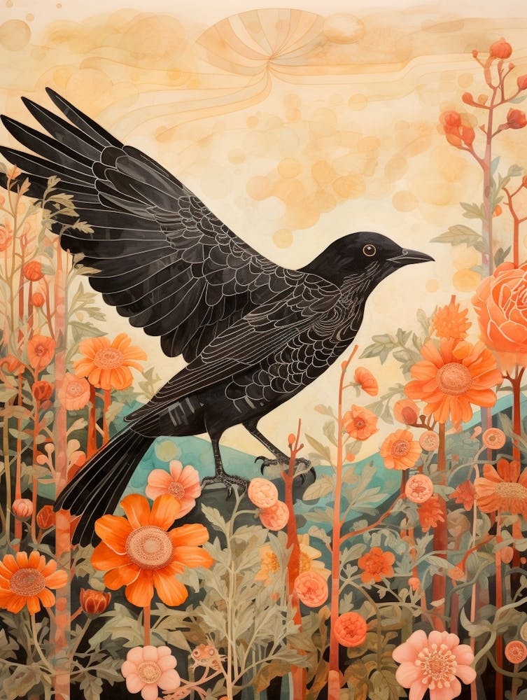 Merle 3 - Peinture d'Oiseau Détaillée