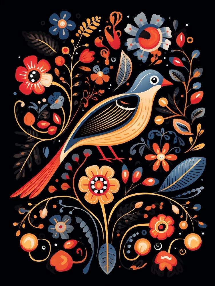 Illustration d'oiseau folklorique Pie 4