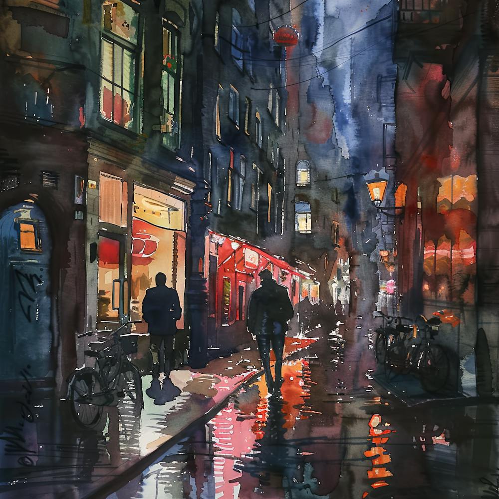 Amsterdam Red Light District at Night Series 1