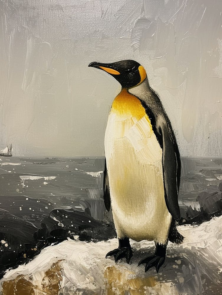 Adlie Penguin Gold Harbour Oil Painting 4