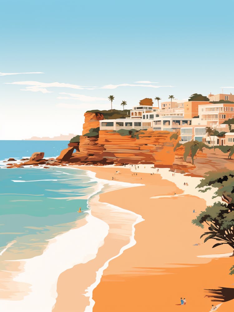 Abstract Illustration Of Sorrento Back Beach Australia Orange Hues 2