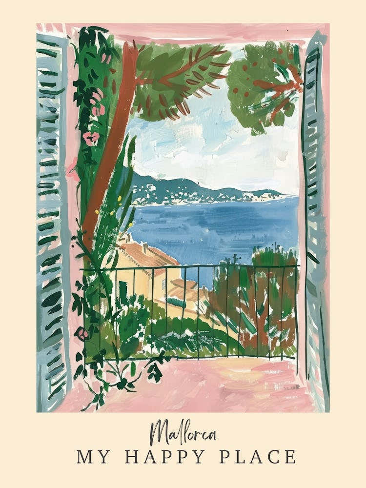 My Happy Place Mallorca 3 Travel Poster