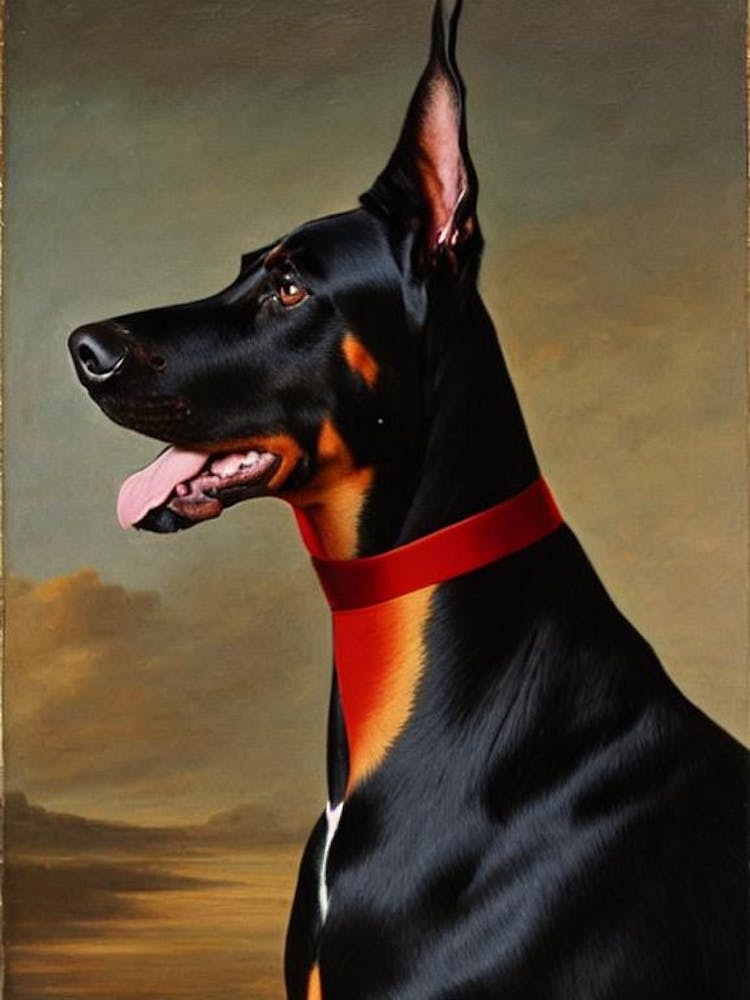 Doberman Pinscher Renaissance Portrait Oil Painting