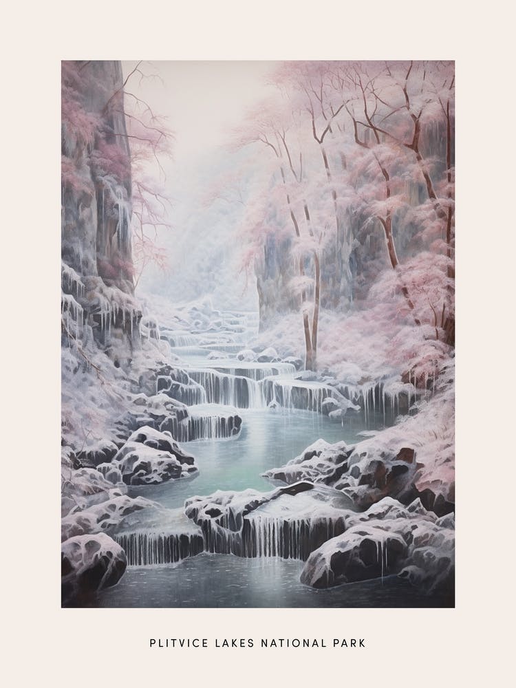 Dreamy Winter National Park Poster  Plitvice Lakes National Park Croatia 2