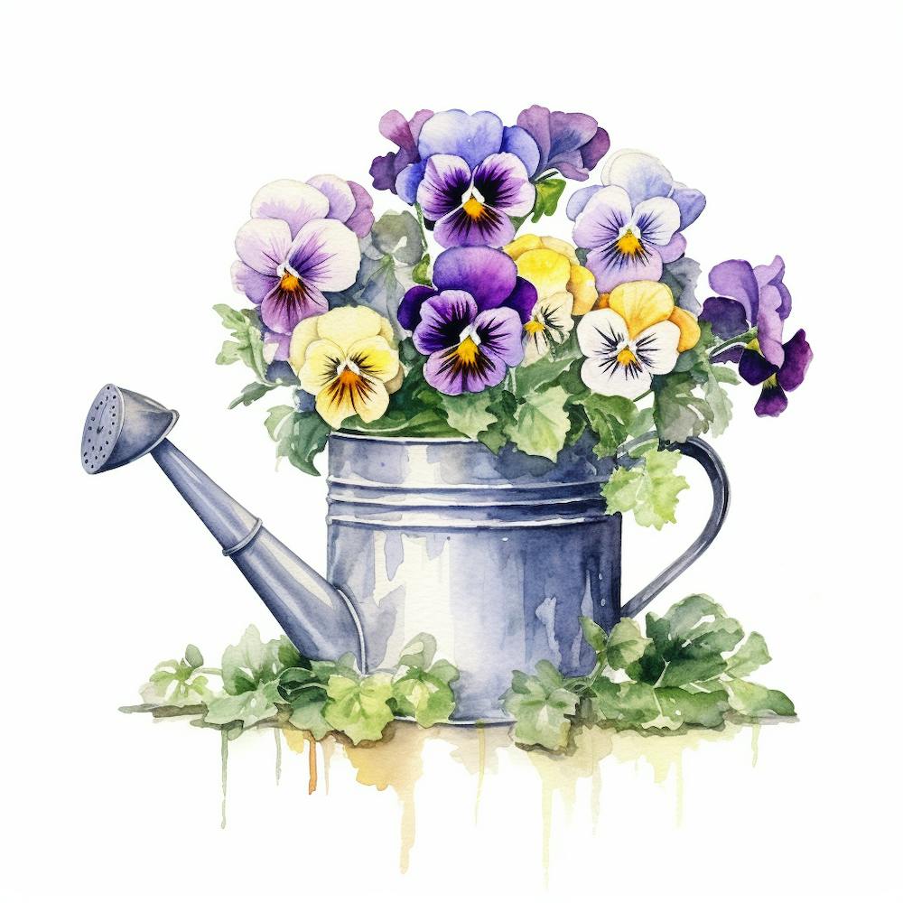 Marion Metal Watering Can With Pansies Watercolor White Backgro 8e3bc8b4 90d8 4d3b Ae9e Ecd4d0324af0