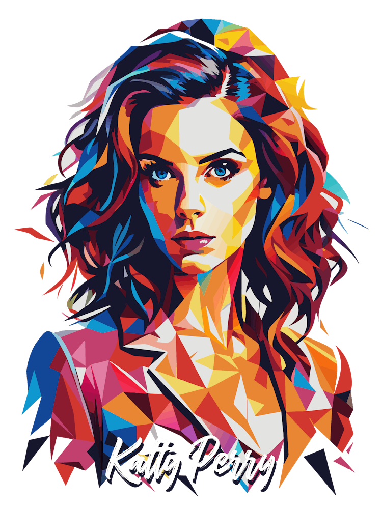 Katty Perry 03 Porträt Musik-Ikone Stil WPAP Pop Art