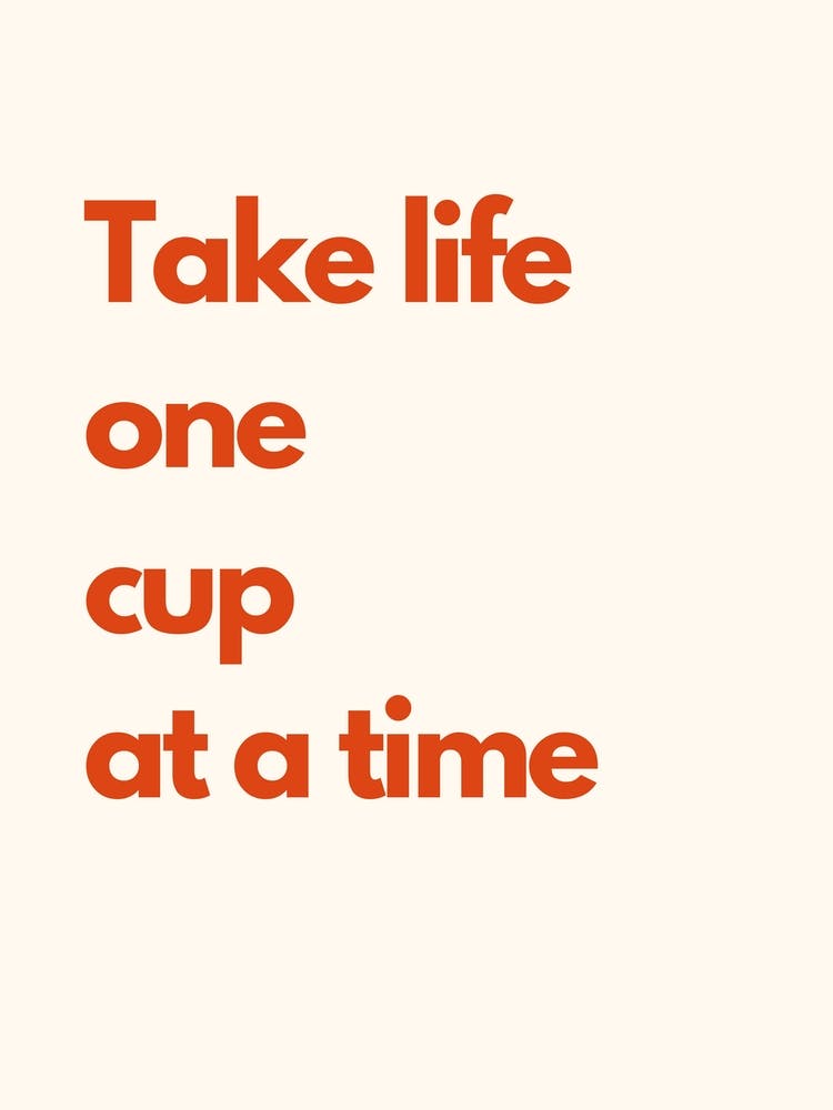 Life One Cup Kitchen Typography Cream Red