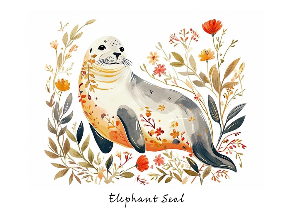 Little Floral Elephant Seal 1 Poster