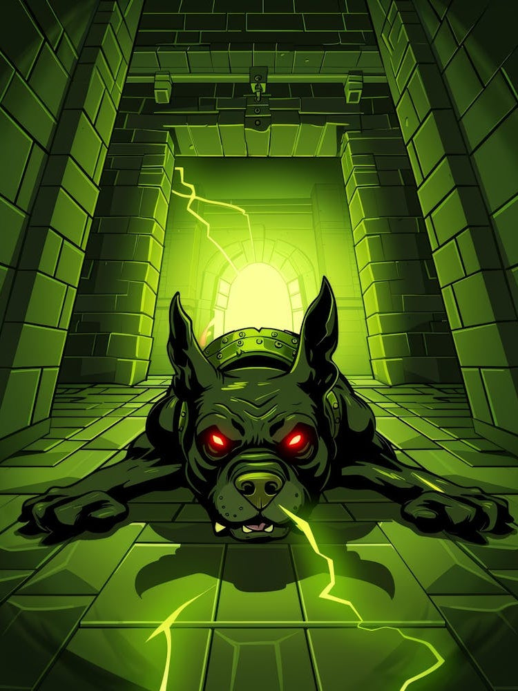 Black Dog In A Dark Room