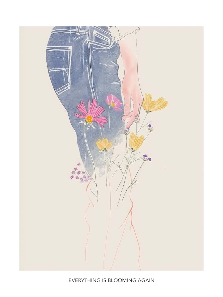 Everything Is Blooming Again Poster Jean Line Art Flowers 9