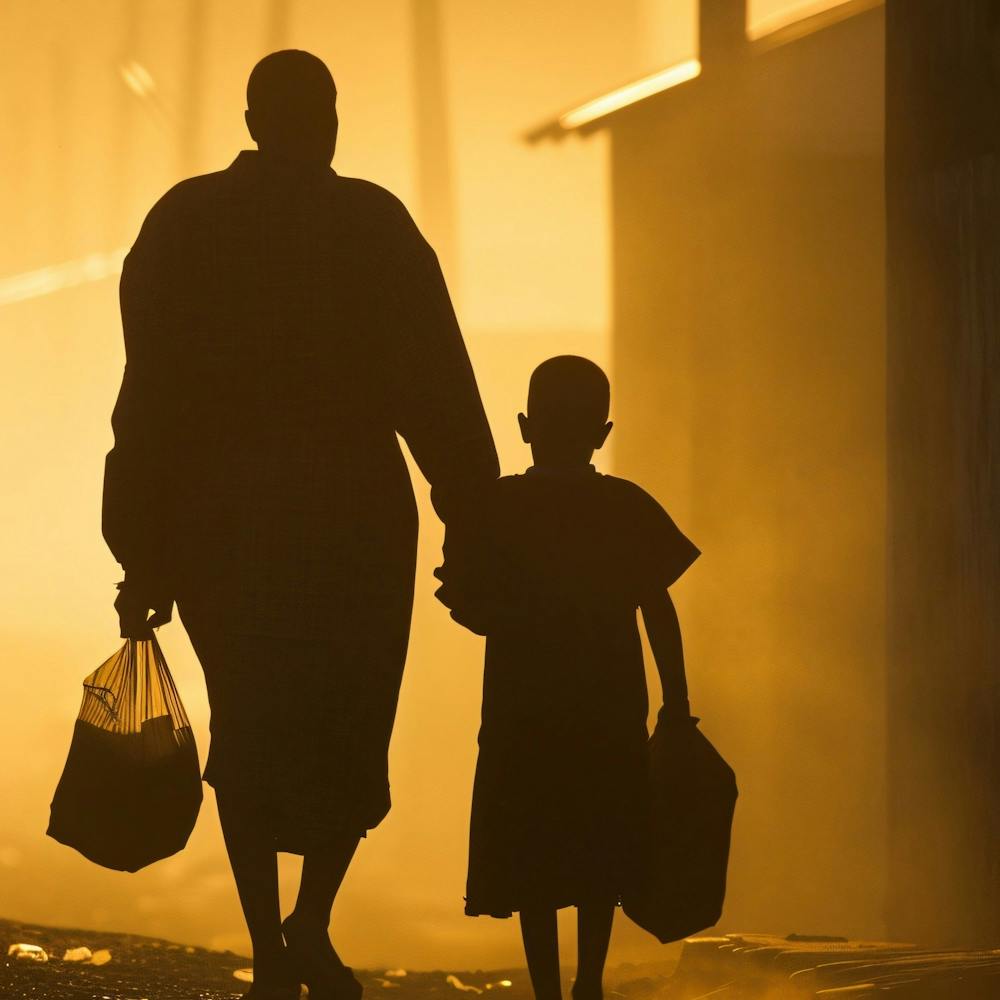Silhouette Of A Mother And Child