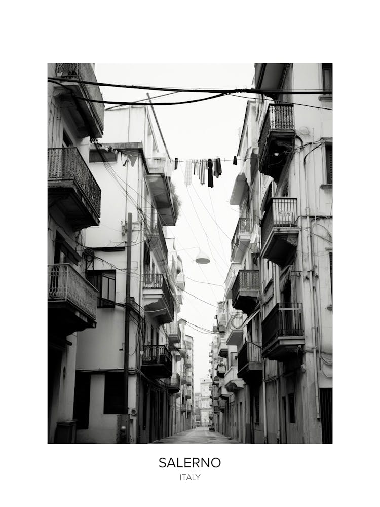 Poster Of Salerno, Italy, Black And White Photo 4