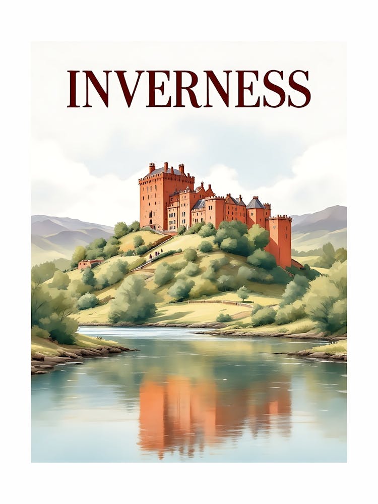 Inverness Watercolor Vintage Travel V 01