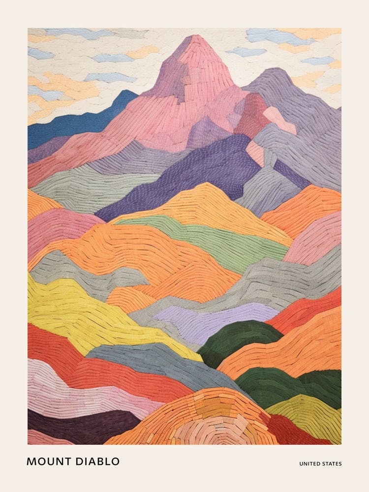 Mount Diablo United States 1 Colourful Mountain Illustration Poster