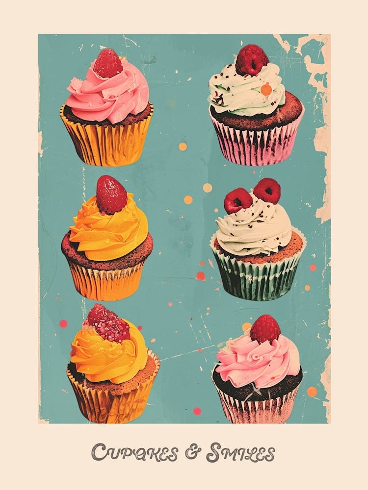 Cupcakes & Smiles Retro Poster 3