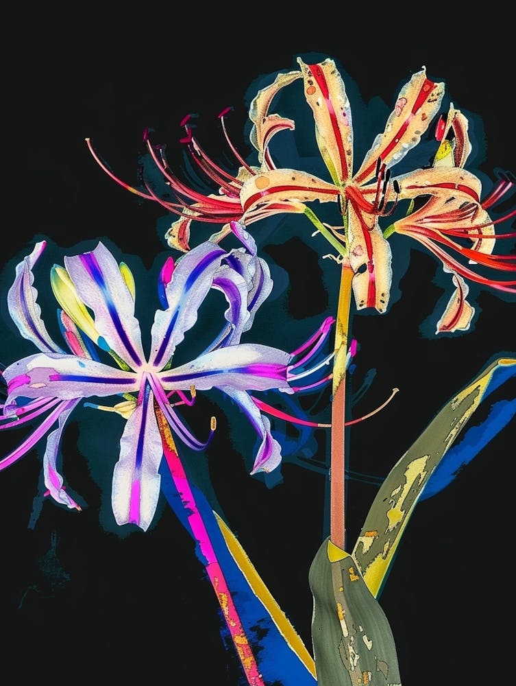 Neon Flowers On Black Agapanthus 3
