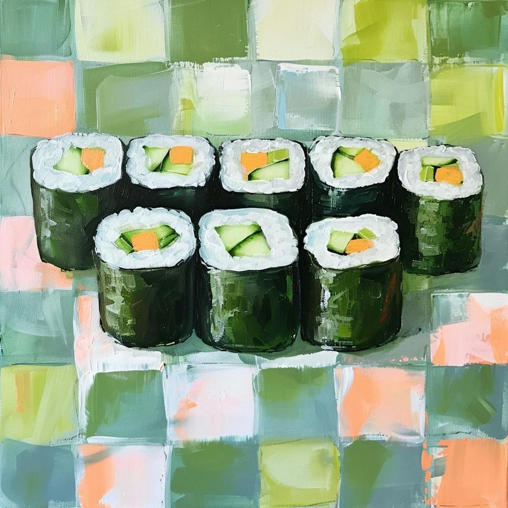Cucumber Maki Sushi Pastel Checkerboard 1