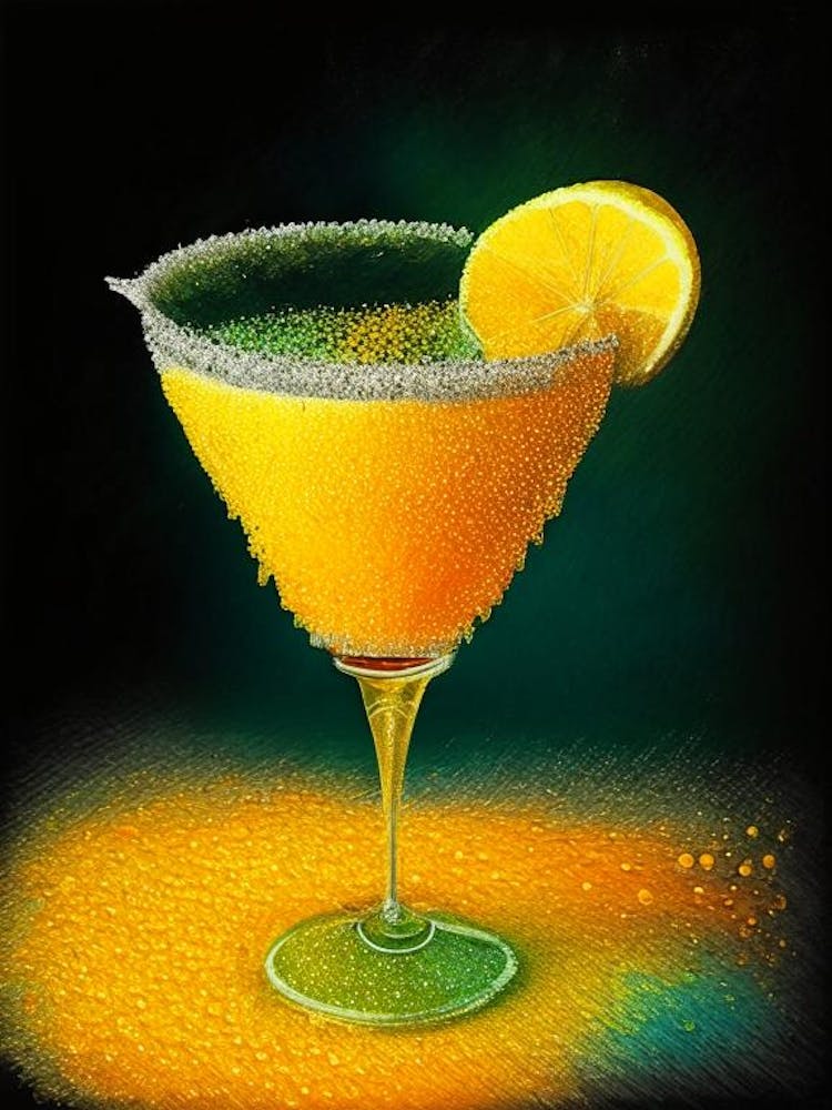 Mango Margarita Pointillism Cocktail Poster