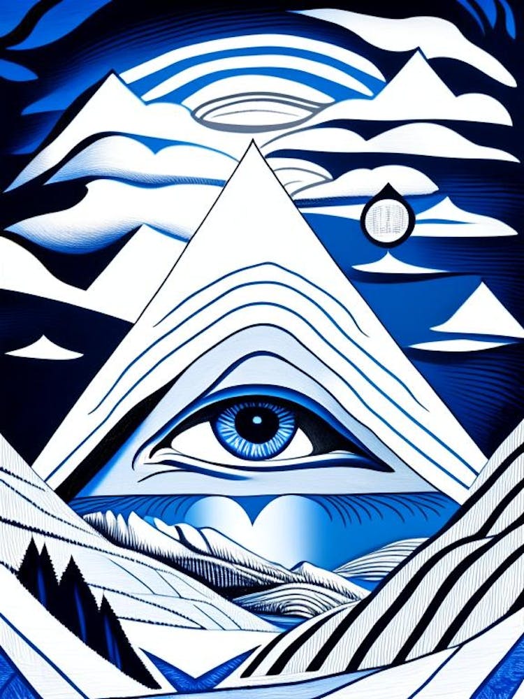 Paysage surréaliste, Symbole, Troisième Œil Bleu & Blanc 2