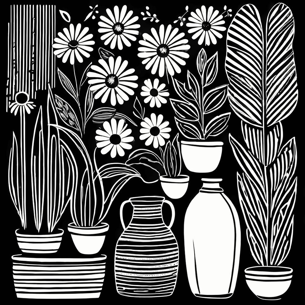Lion cut inspired Black and white Garden plants & flowers art, Gardening art, Garden 206